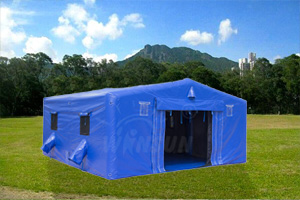Blue inflatable militarytent