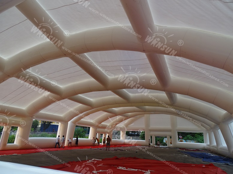 Inflatable sport dome tent